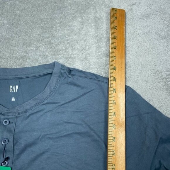 Gap Short Sleeve Henley Shirt XL Blue 100% Cotton New With Tags a0100 - Picture 4 of 9
